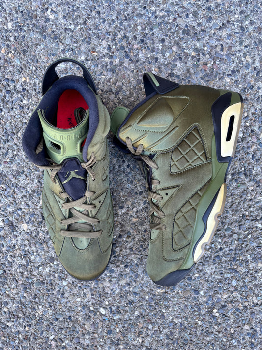 Pre owned 2017 Jordan 6 retro palm green , Pinnacle  “Flight jacket” size 13 no box -AH4614-303
