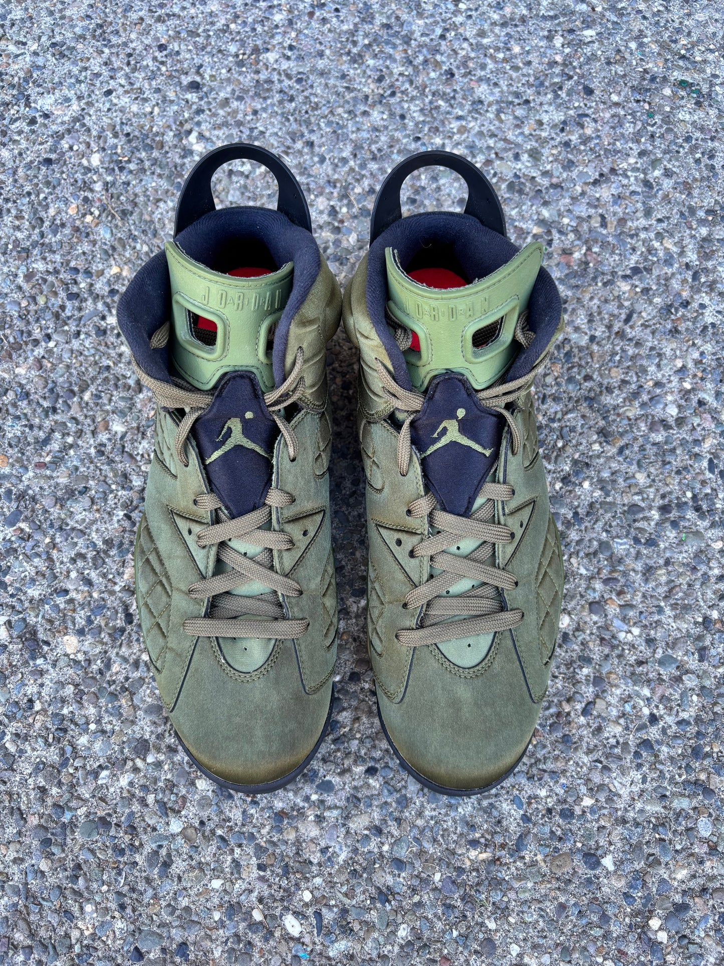 Pre owned 2017 Jordan 6 retro palm green , Pinnacle  “Flight jacket” size 13 no box -AH4614-303