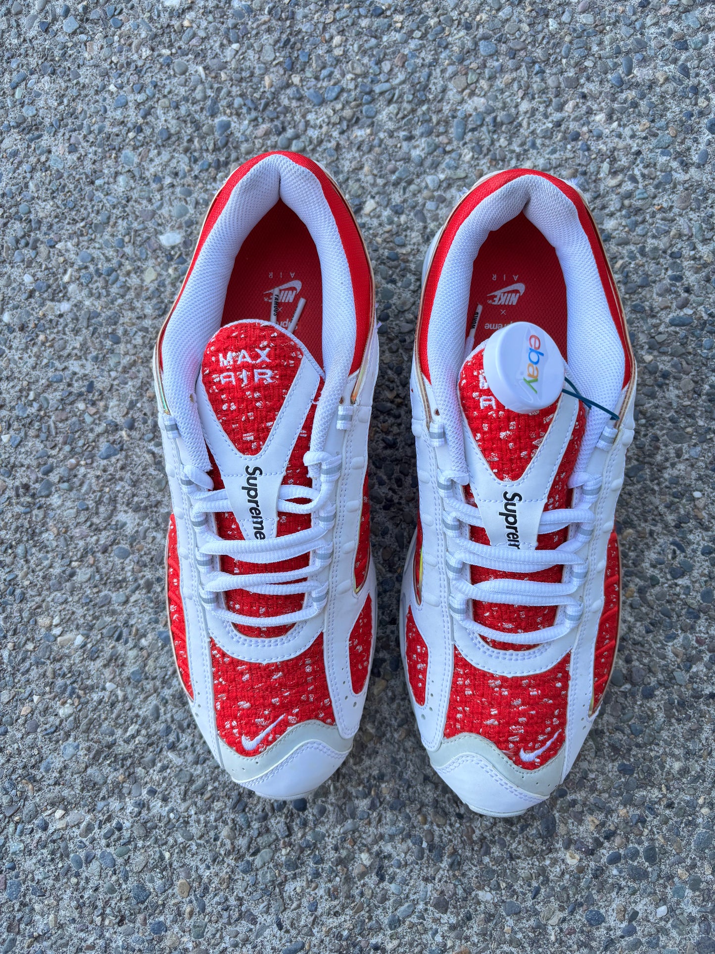 Pre owned 2019 Nike supreme air max tailwind 4 university red size 12.5 no box-AT3854-100