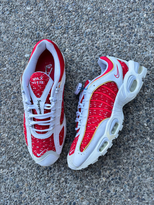 Pre owned 2019 Nike supreme air max tailwind 4 university red size 12.5 no box-AT3854-100