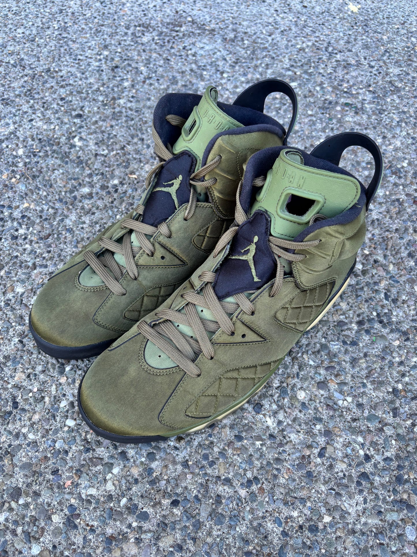 Pre owned 2017 Jordan 6 retro palm green , Pinnacle  “Flight jacket” size 13 no box -AH4614-303