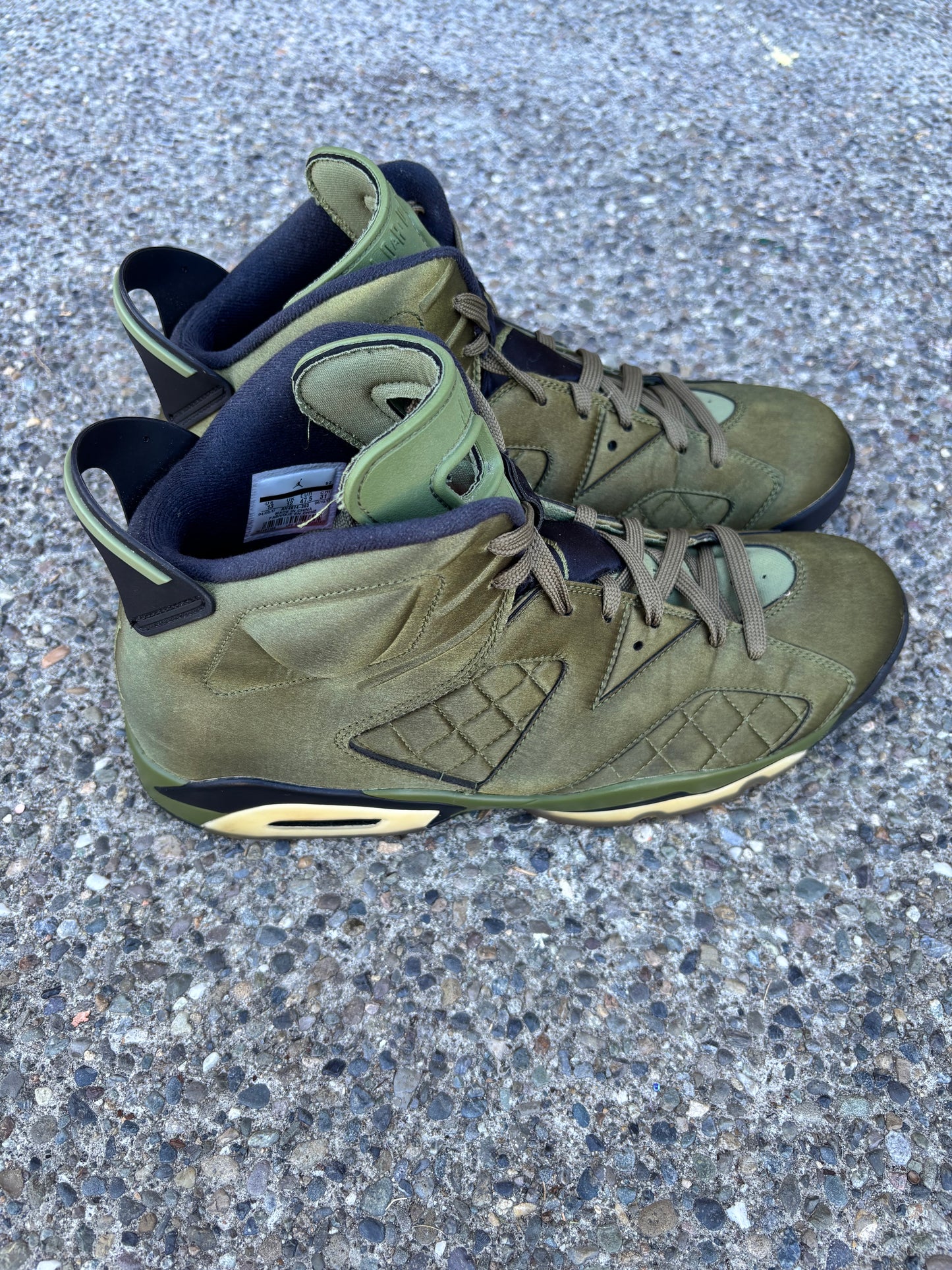Pre owned 2017 Jordan 6 retro palm green , Pinnacle  “Flight jacket” size 13 no box -AH4614-303